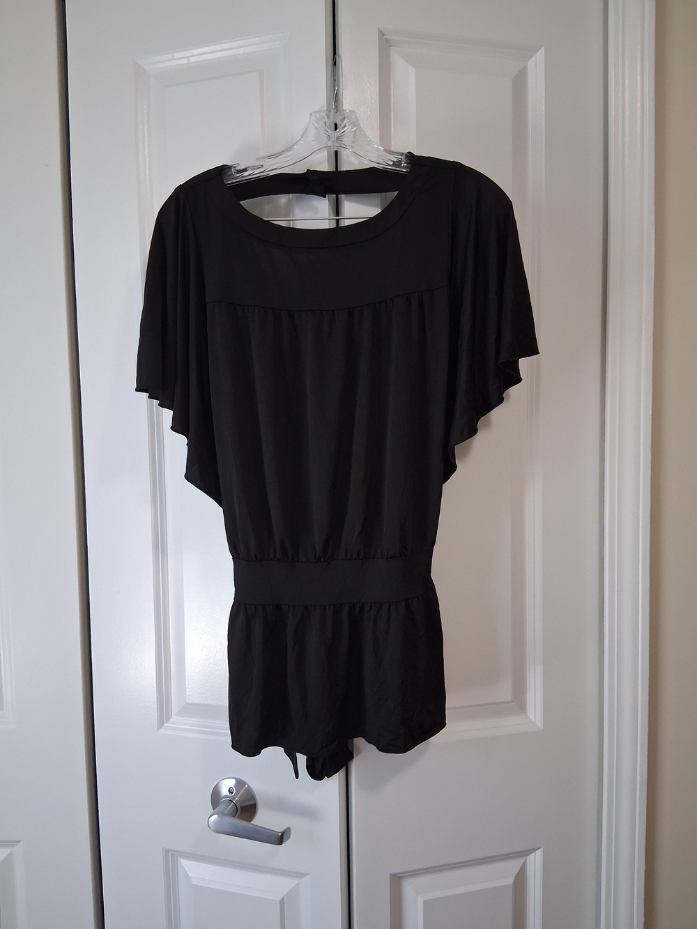Candie's Black Flutter Sleeve Blouse